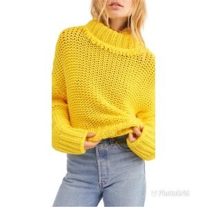Yellow Chunky Knit Cowl & Turtleneck Sweater